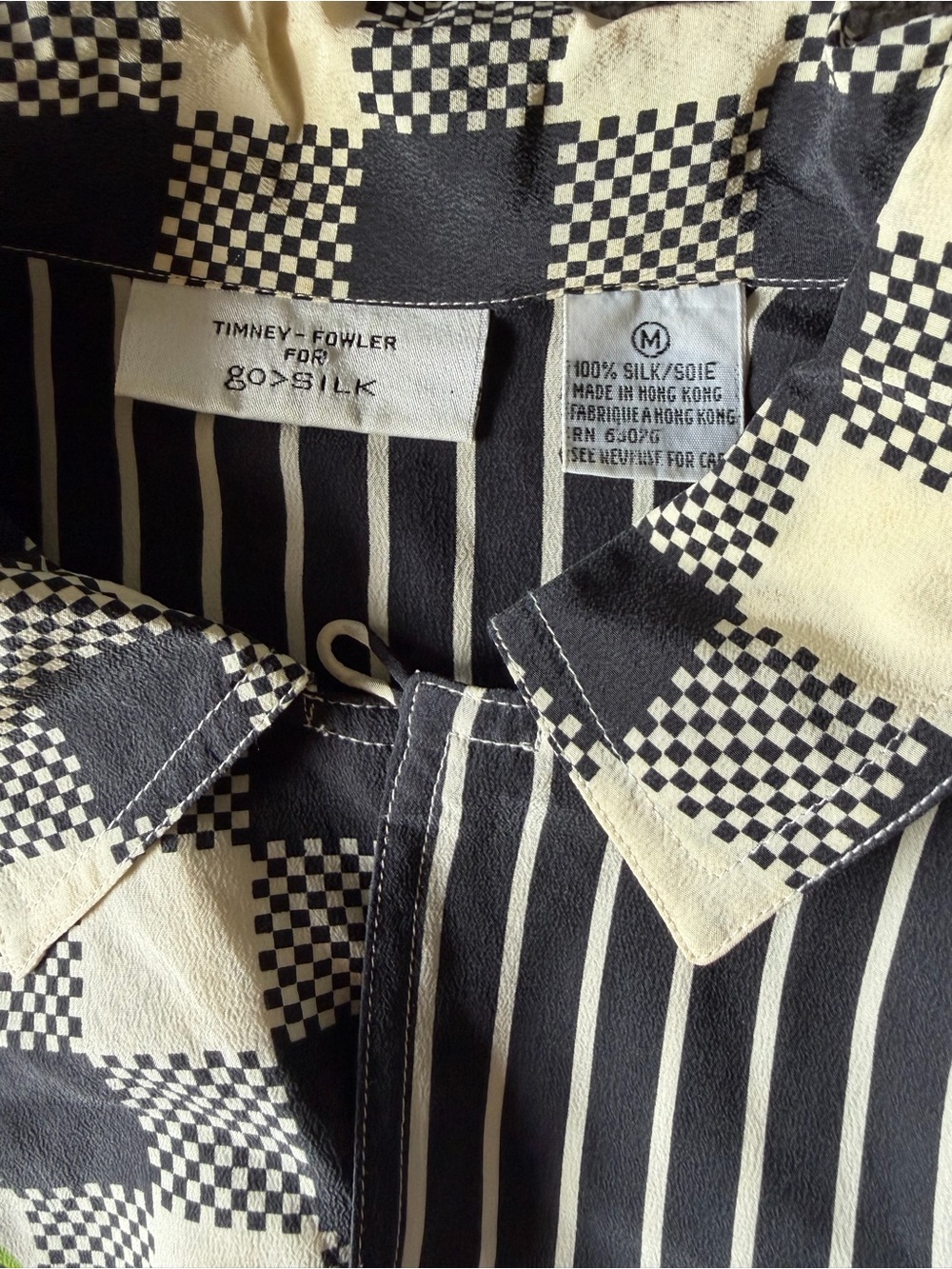 Timney Fowler Go Silk Vintage 90s Graphic Avant Garde Silk Blouse M Maximalist - Picture 5 of 16